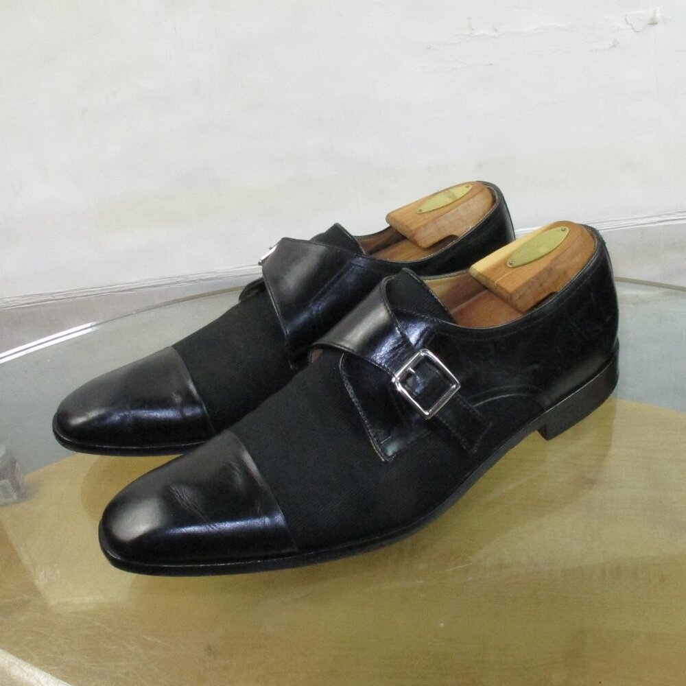 MERCANTI FLORENTI Men's Monk Strap Oxfords Black Leather Made In Italy Size 12 M